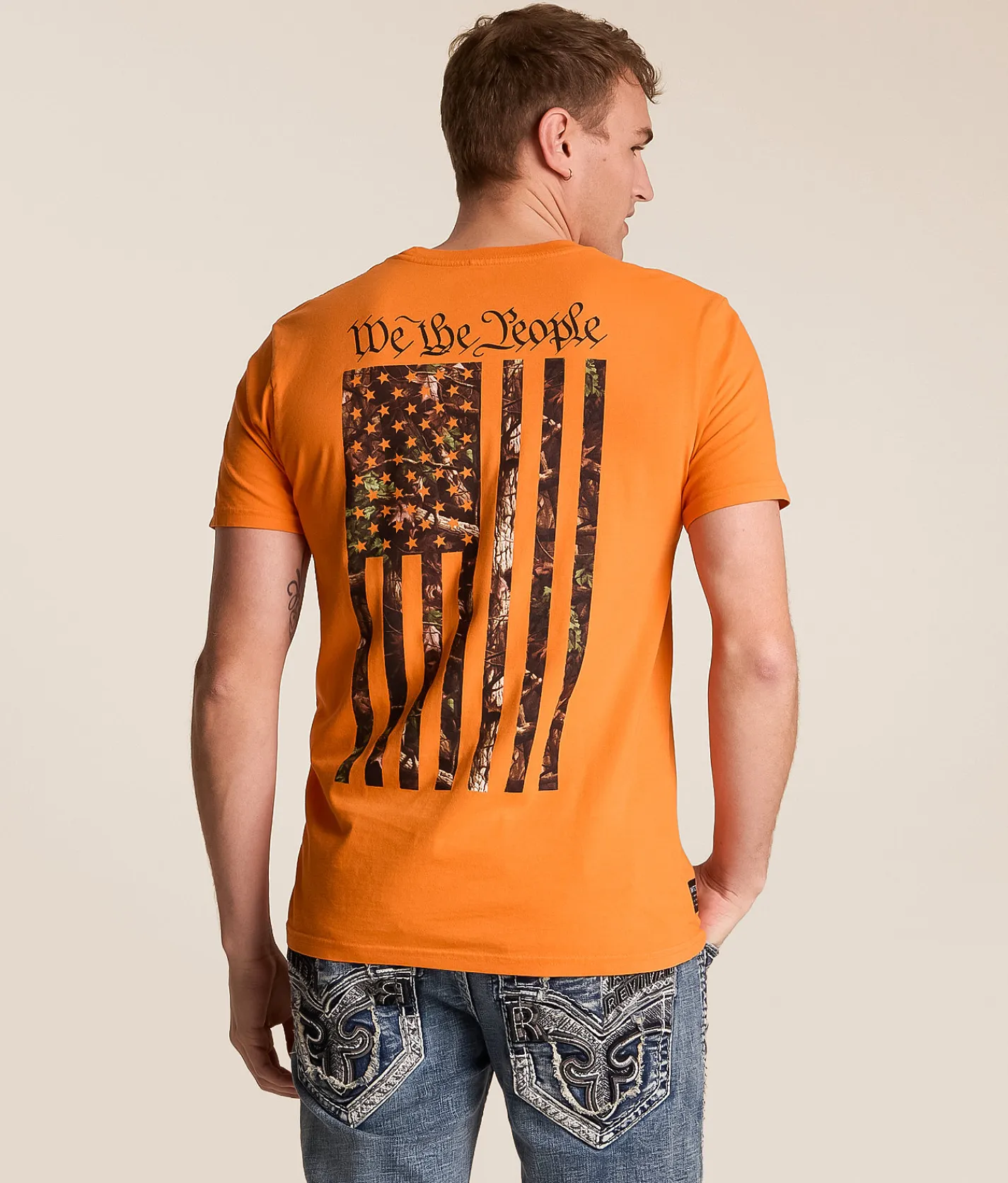 Howitzer Blue Collar Patriot T-Shirt Neon Orange Outlet