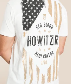 Tops|Graphic T-Shirts | Howitzer Blue Collar Red Blood T-Shirt Antique White