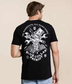 Tops|Graphic T-Shirts | Howitzer Blue Collar Ripped & Torn T-Shirt Black