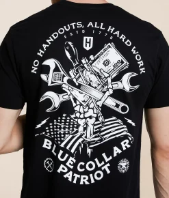 Tops|Graphic T-Shirts | Howitzer Blue Collar Ripped & Torn T-Shirt Black