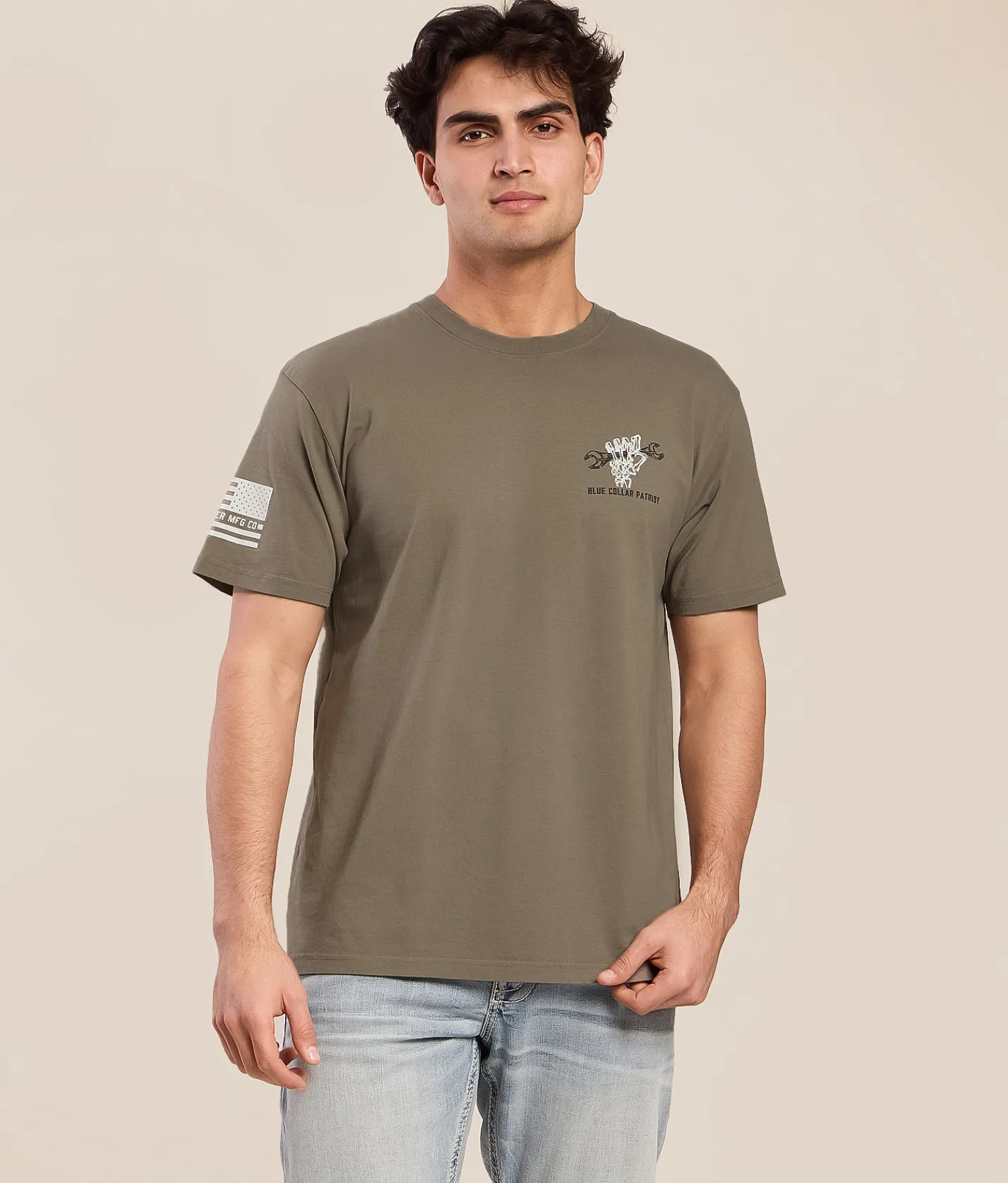 Tops|Graphic T-Shirts | Howitzer Blue Collar Rough Hands T-Shirt Moonmist