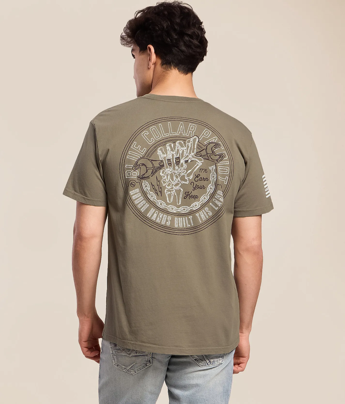 Tops|Graphic T-Shirts | Howitzer Blue Collar Rough Hands T-Shirt Moonmist