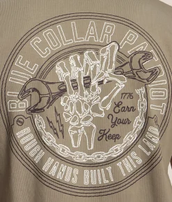 Tops|Graphic T-Shirts | Howitzer Blue Collar Rough Hands T-Shirt Moonmist
