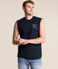 Howitzer Blue Collar Signage Tank Top Obsidian