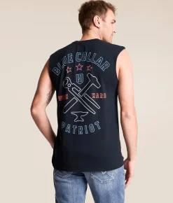 Howitzer Blue Collar Signage Tank Top Obsidian