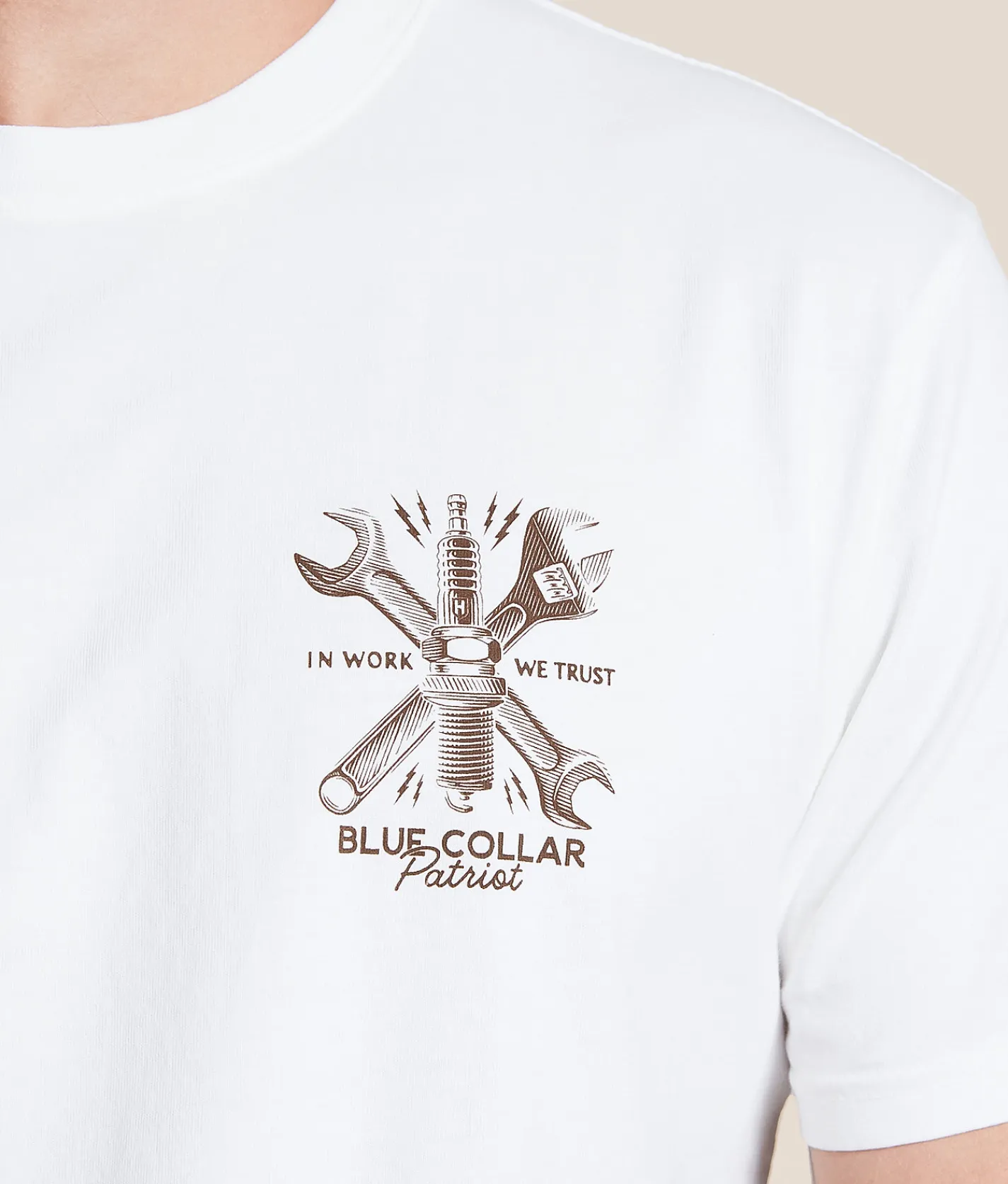 Howitzer Blue Collar Sparked T-Shirt Antique White Discount