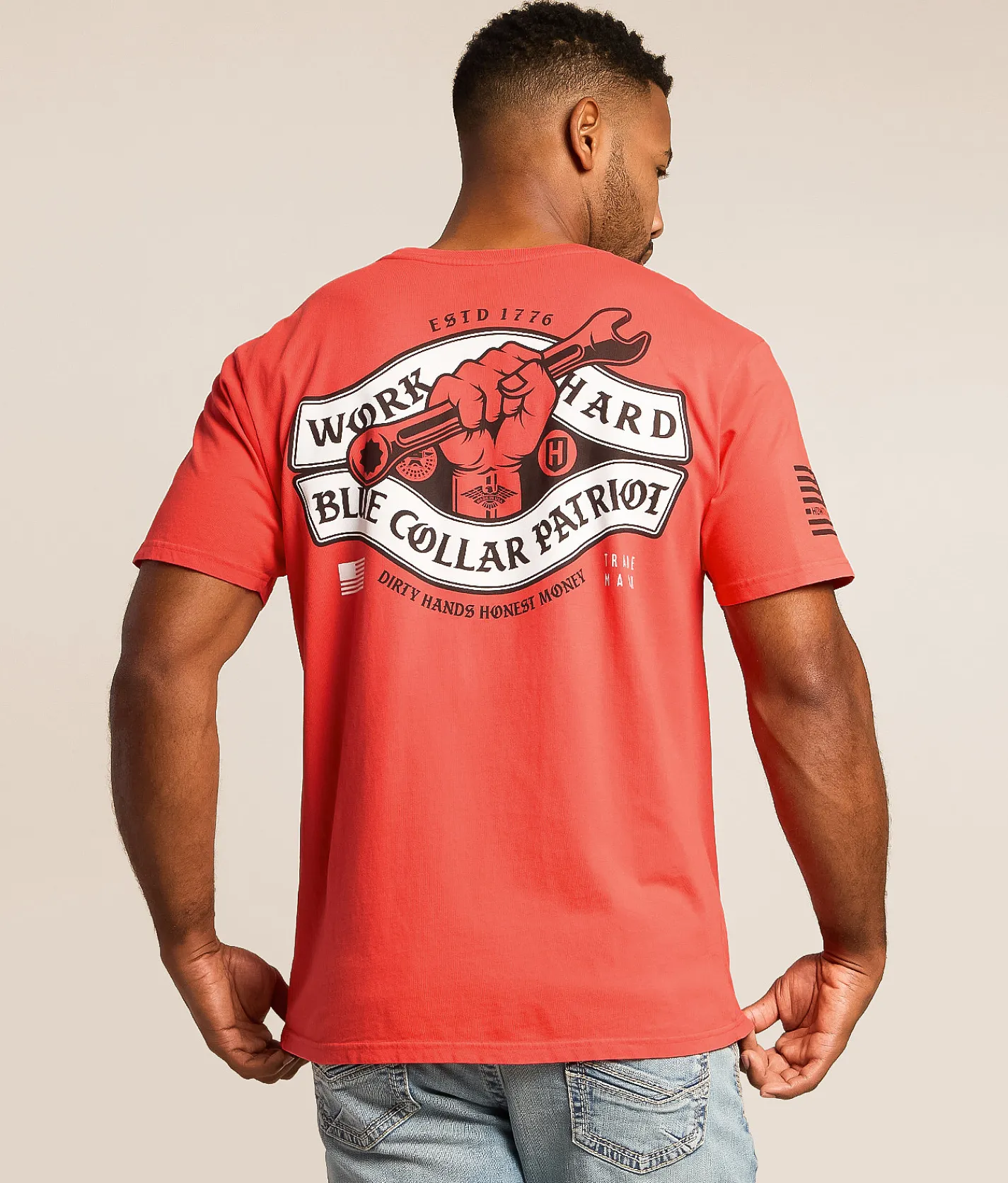 Howitzer Blue Collar Torqued T-Shirt Hibiscus Outlet