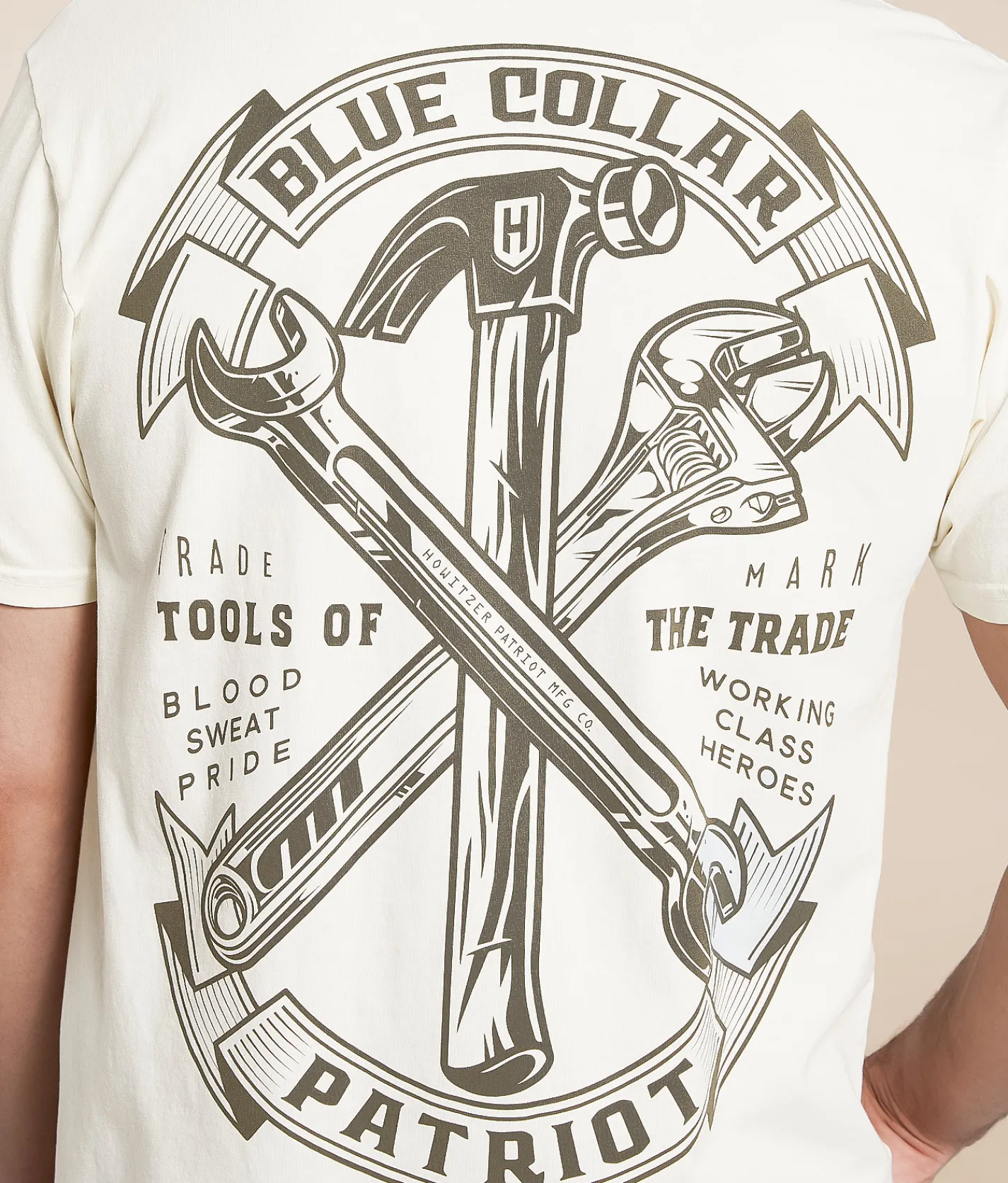 Tops|Graphic T-Shirts | Howitzer Blue Collar Trade Tools T-Shirt Antique White