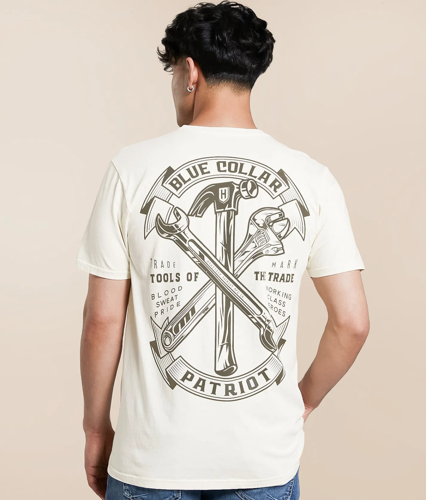 Tops|Graphic T-Shirts | Howitzer Blue Collar Trade Tools T-Shirt Antique White