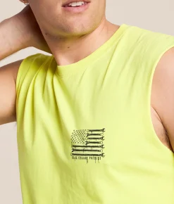 Howitzer Blue Collar Wrench Flag Muscle Tank Top Neon Yellow Online