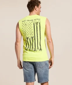 Howitzer Blue Collar Wrench Flag Muscle Tank Top Neon Yellow Online