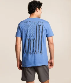 Graphic T-Shirts | Howitzer Blue Collar Wrench Flag T-Shirt Sapphire Blue