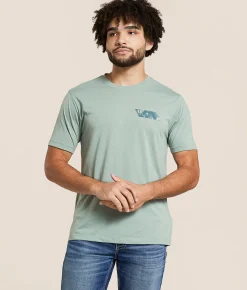 Tops|Graphic T-Shirts | RVCA Blue Fill Sport T-Shirt Lead