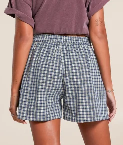 Gilded Intent Blue Plaid Boxer Short Navy And Cream Plaid Best