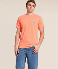 Tops|Graphic T-Shirts | Tail Chasers Club Boatin' & Floatin' T-Shirt Neon Red Orange Pigment D