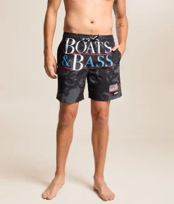 Bottoms|Swimwear | PSD Boats & Bass Stretch Swim Trunks Multi