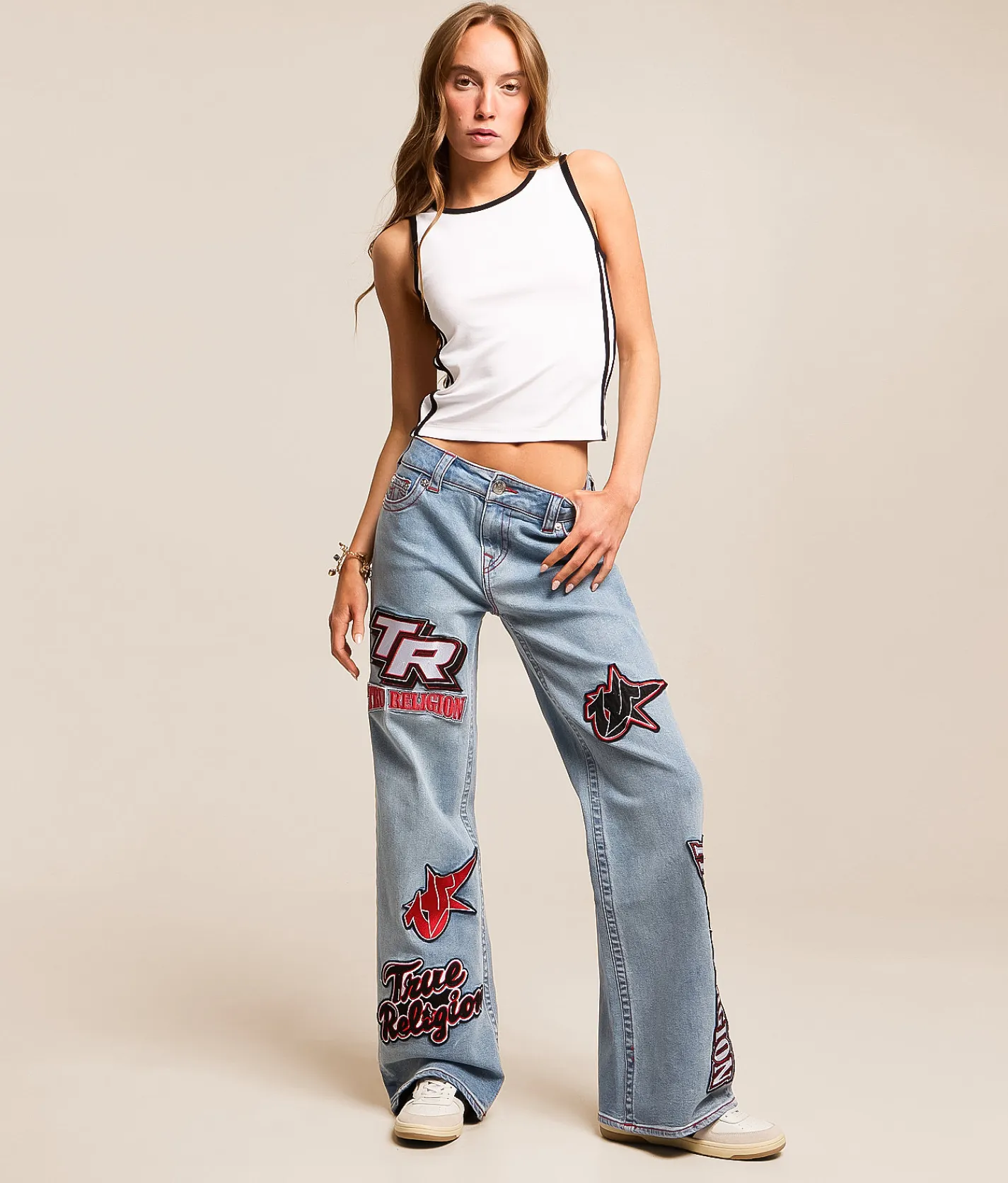 Jeans | True Religion Bobbi Baggy Wide Leg Stretch Jean Horizon Henge