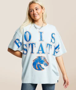 Gameday SOCIAL® Boise State Broncos Oversized T-Shirt Pale Blue Hot