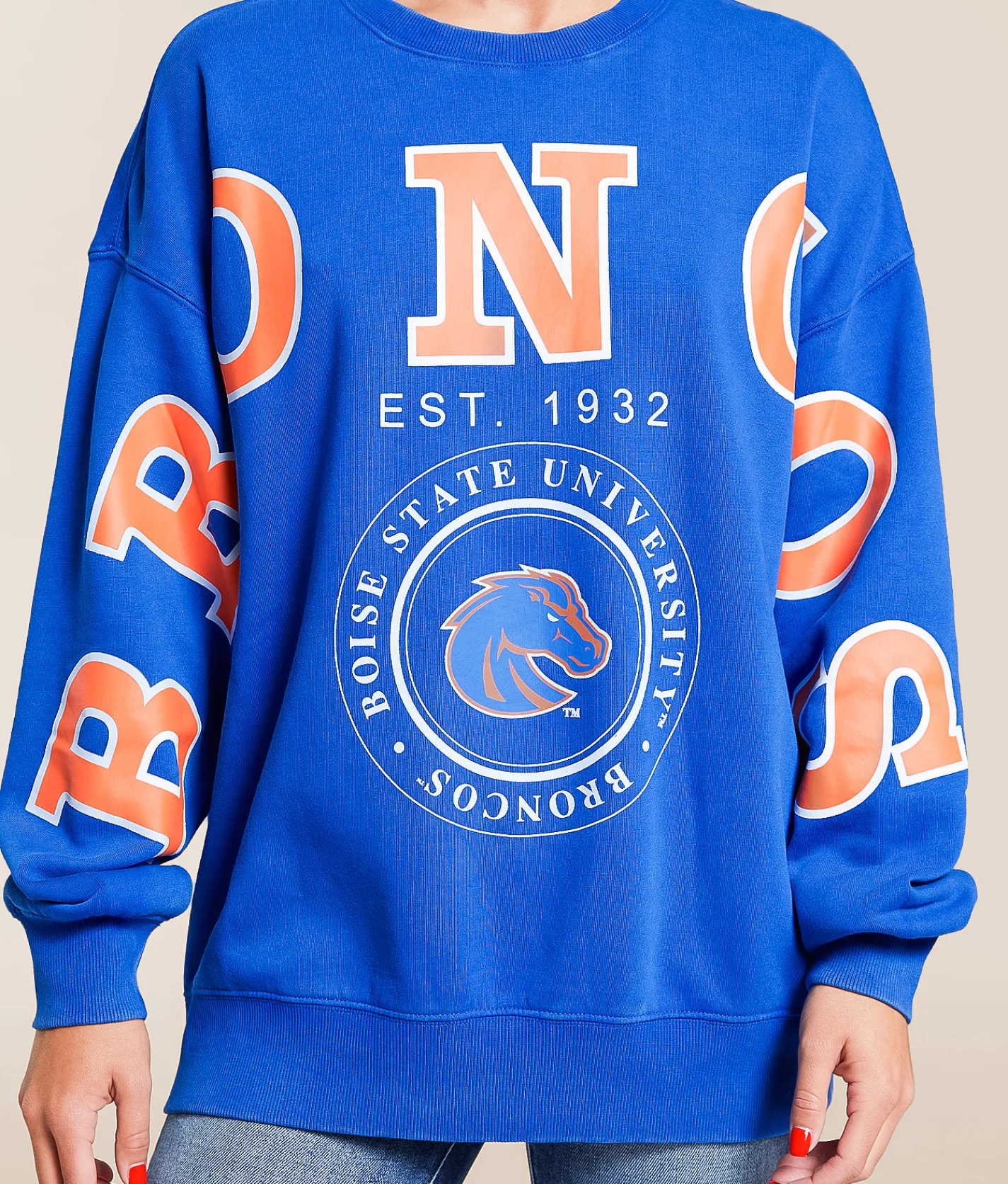 Tops | Gameday SOCIAL® Boise State Broncos Oversized Pullover Royal Blue