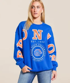 Tops | Gameday SOCIAL® Boise State Broncos Oversized Pullover Royal Blue
