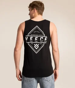 Tops | Veece Bold Monstera Glitch Tank Top Black
