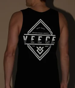 Tops | Veece Bold Monstera Glitch Tank Top Black