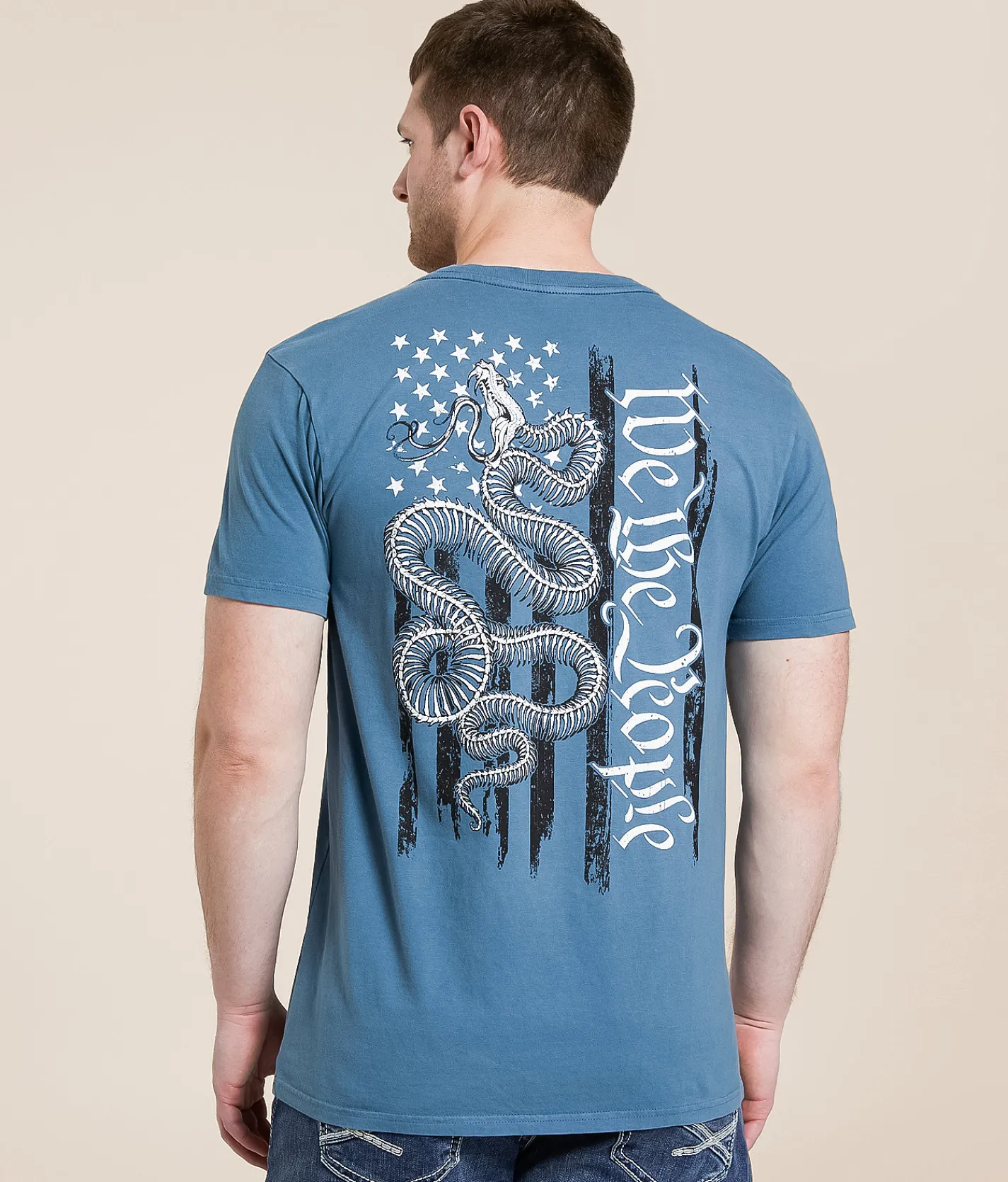 Graphic T-Shirts | Howitzer Bone Snake Flag T-Shirt Steel Blue