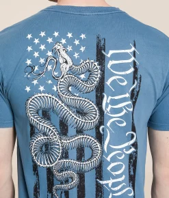 Graphic T-Shirts | Howitzer Bone Snake Flag T-Shirt Steel Blue