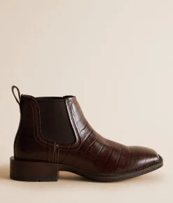 Shoes | Ariat Booker Leather Chelsea Boot Chocolate Croc Print