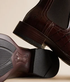 Shoes | Ariat Booker Leather Chelsea Boot Chocolate Croc Print
