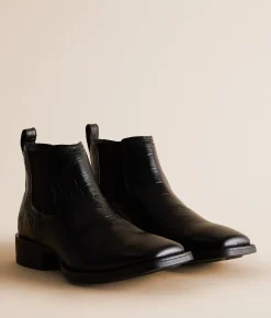 Ariat Booker Leather Chelsea Boot Satin Black Croc Print