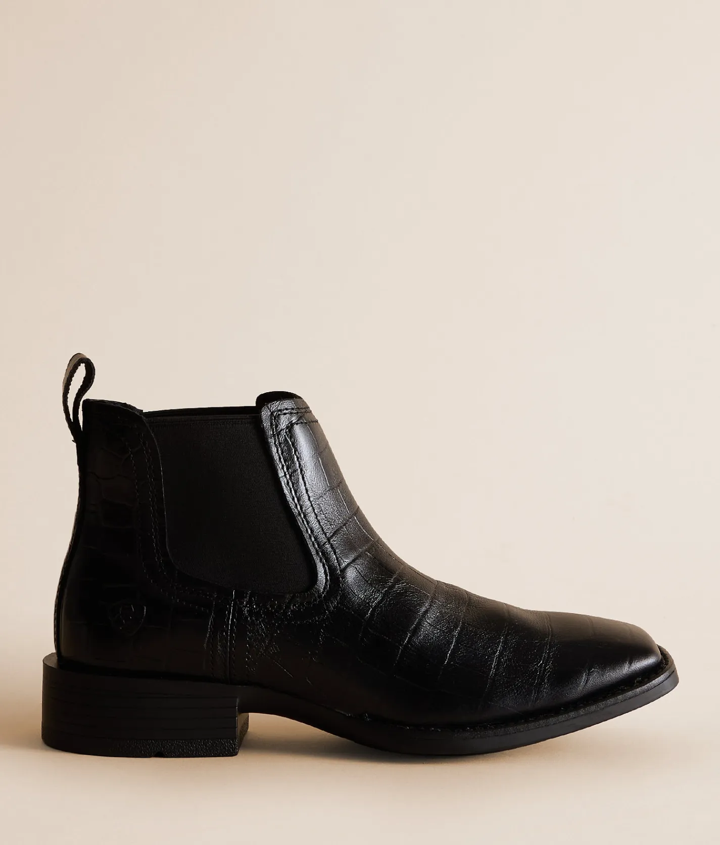 Ariat Booker Leather Chelsea Boot Satin Black Croc Print
