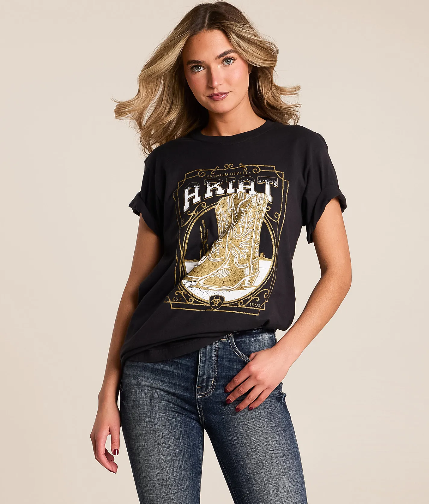 Tops | Ariat Boot Boyfriend T-Shirt Black