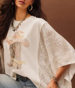 Sterling & Stitch Boots Batwing T-Shirt Cream Online