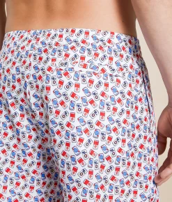 Bottoms|Swimwear | Old Row Boozy Stretch Swim Trunks White