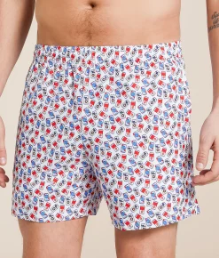 Bottoms|Swimwear | Old Row Boozy Stretch Swim Trunks White