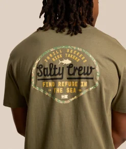 Salty Crew Border Fill T-Shirt Dusty Olive New
