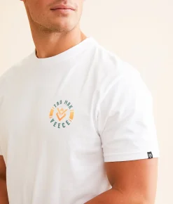 Veece Border Sunrise T-Shirt White New