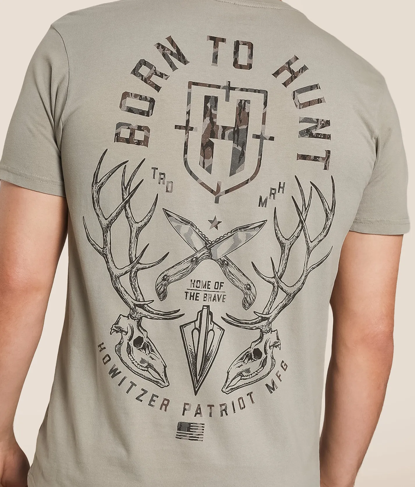 Tops|Graphic T-Shirts | Howitzer Born To Hunt T-Shirt Chinchilla