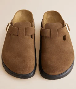 Papillio by Birkenstock® Boston Chunky Leather Clog Dark Tea