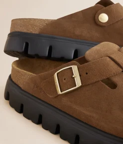 Papillio by Birkenstock® Boston Chunky Leather Clog Dark Tea