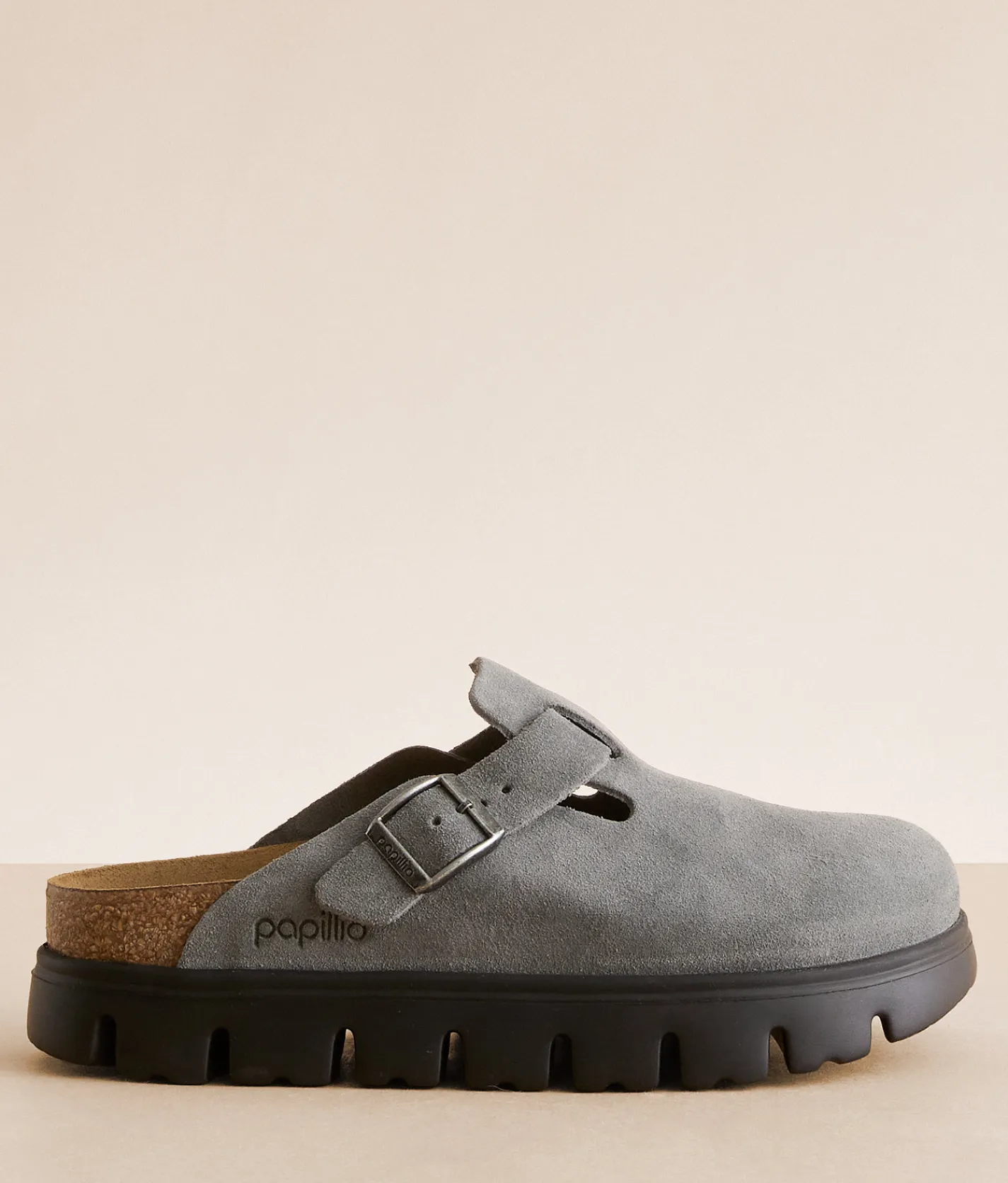Papillio by Birkenstock® Boston Chunky Suede Clog Basalt Gray Best