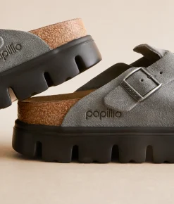 Papillio by Birkenstock® Boston Chunky Suede Clog Basalt Gray Best