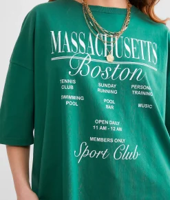 FITZ + EDDI Boston Oversized T-Shirt - One Size Green Outlet