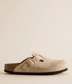 Birkenstock& #174 Boston Suede Clog Sandcastle New