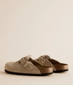 Birkenstock& #174 Boston Suede Clog Sandcastle New