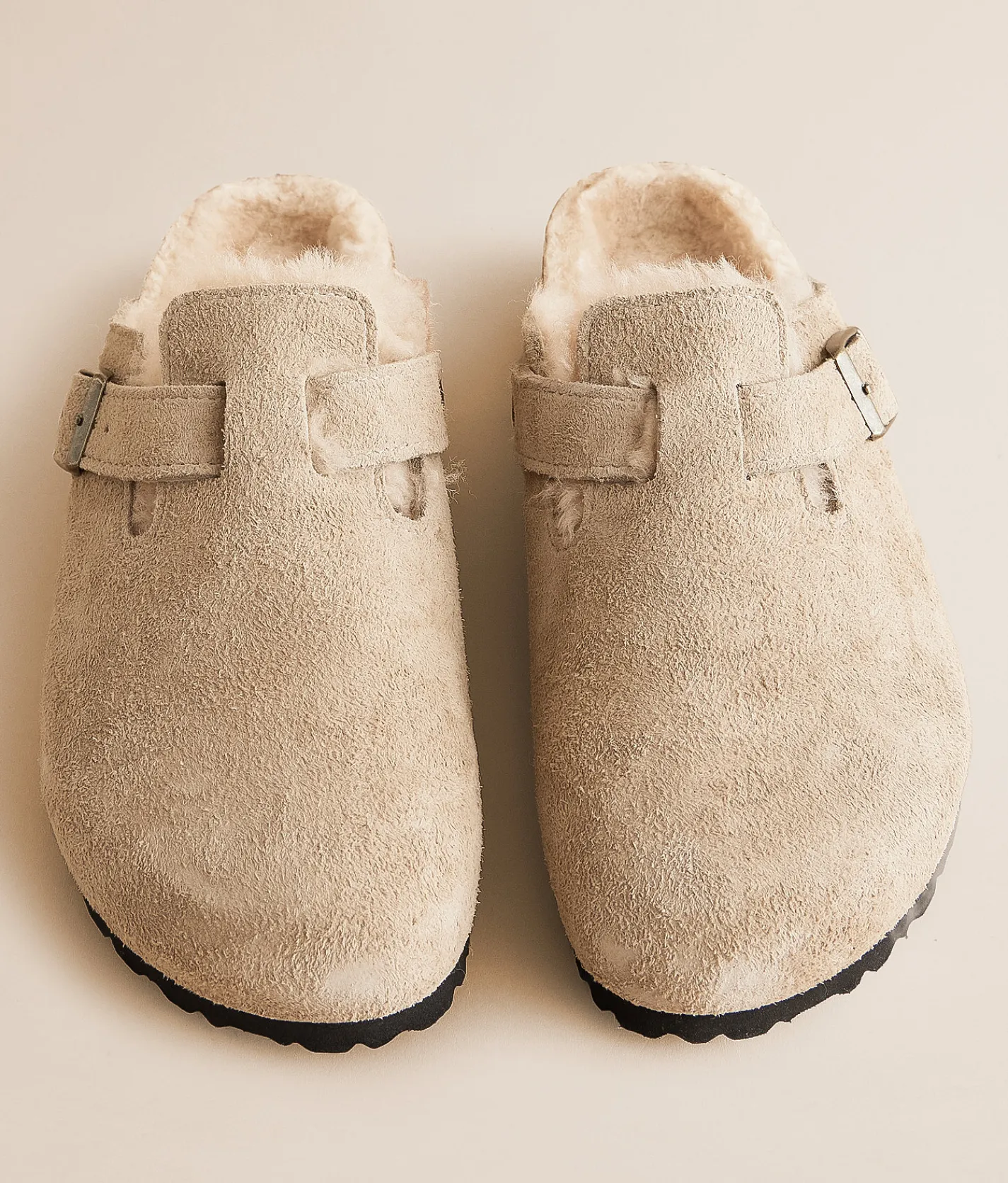 Birkenstock® Boston Suede Shearling Clog Taupe Sandcastle Online