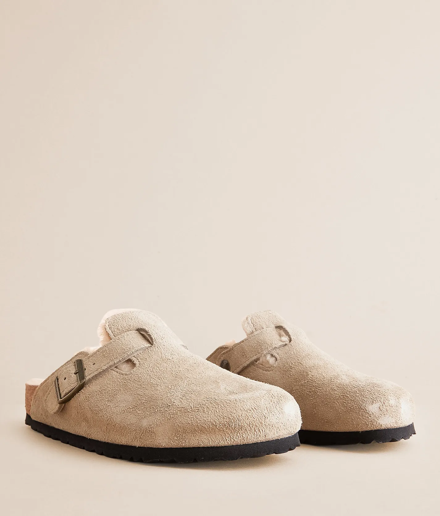 Birkenstock® Boston Suede Shearling Clog Taupe Sandcastle Online