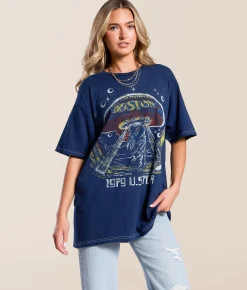 Tops | Merch Traffic Boston 1979 Tour Band T-Shirt Washed Navy