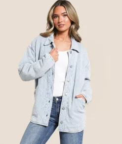 Tops|Coats & Jackets | Z Supply Boulder Quilted Knit Denim Jacket Washed Indigo